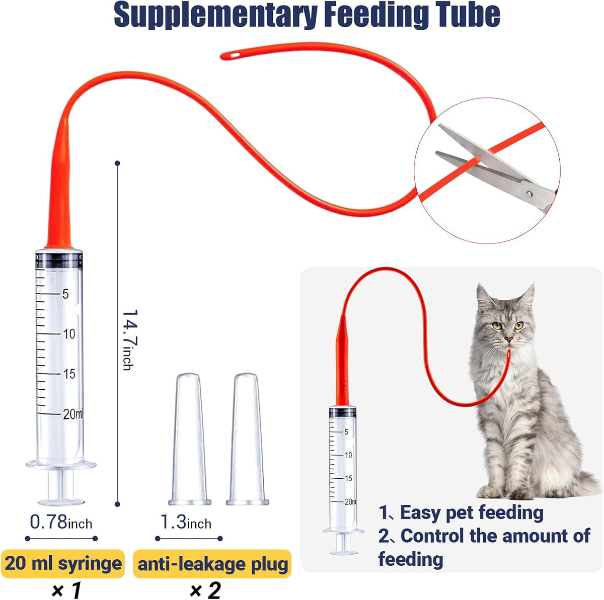 Set of 8 FR red rubber feeding tubes for neonatal animals