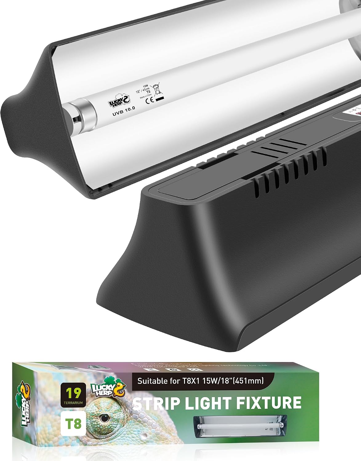 LUCKY HERP T5 Reptile Light Fixture Combo Kit 24W (New Upgrade), UVB Reptile Light Fixture with Desert UVB 10.0 22" Fluorescent Tube, UVA UVB Reptile Light for Lizard, Bearded Dragon, Tortoise - Image 11