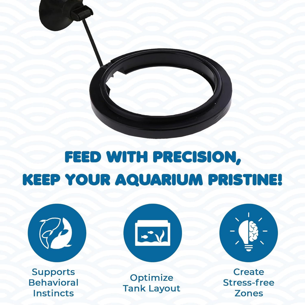 Round black fish food ring container for small fish