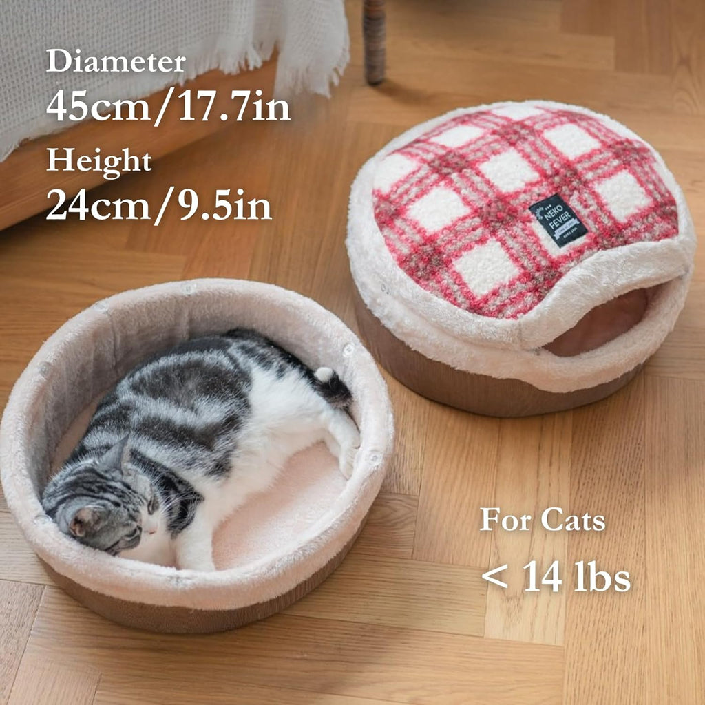 Soft plush corduroy interior of cat bed