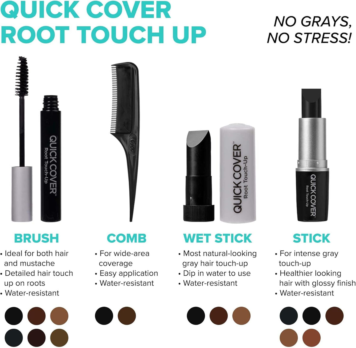 Jet Black temporary hair color stick for instant root coverage