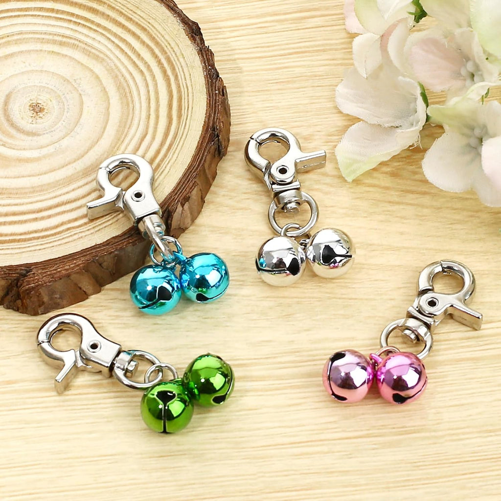Durable metal bells with secure clips on pet collar