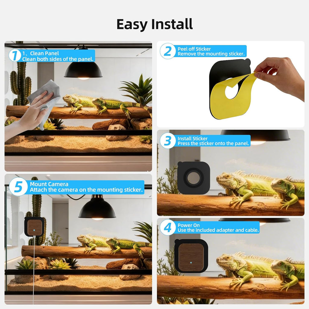 5MP Aquarium & Terrarium Camera, WiFi Pet Camera, Time-Lapse Video, Walnut Wood Case, 120 degrees Wide-Angle Anti-Glare Lens, Video Playback, Motion Detection, Easy Magnetic Install for Fish, Reptiles - Image 11