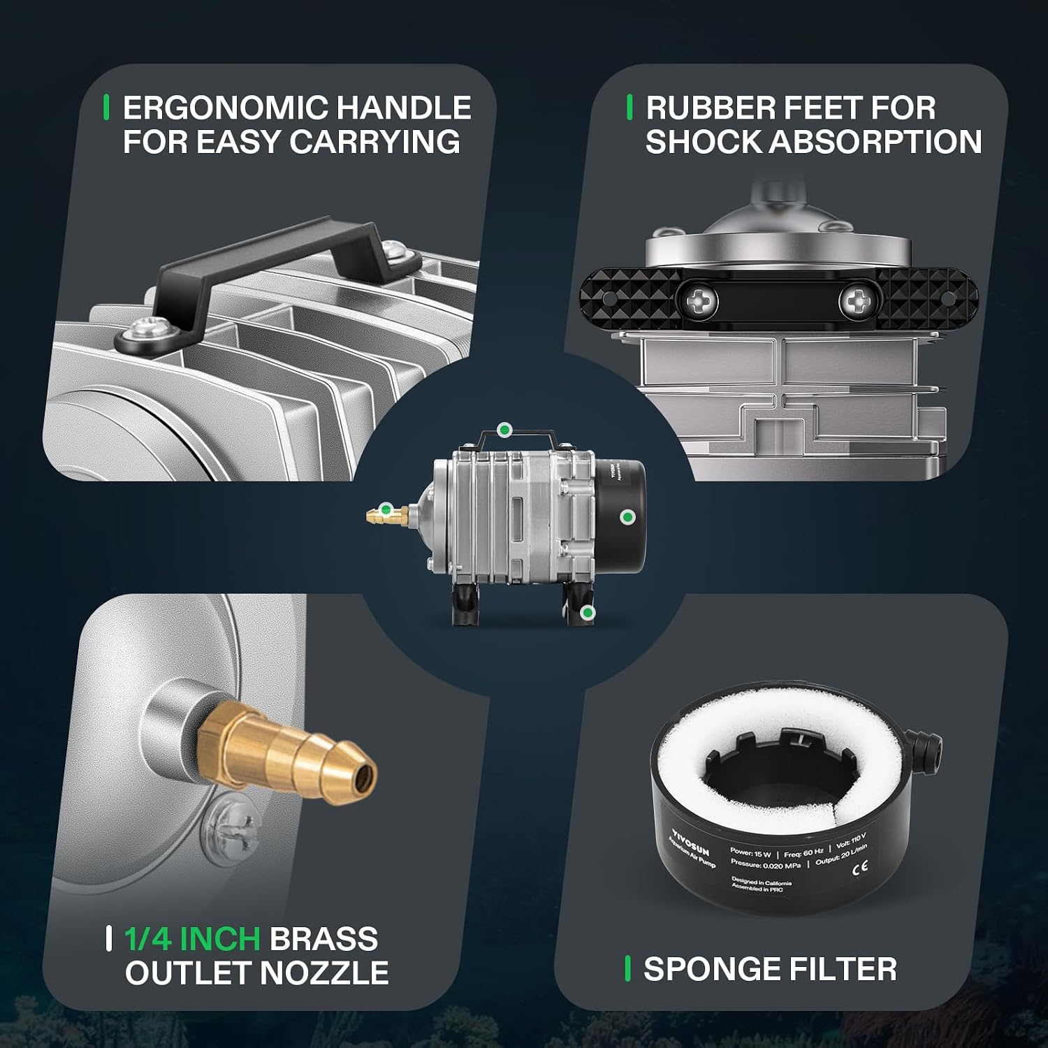 Close up of VIVOSUN air pump adjustable valves