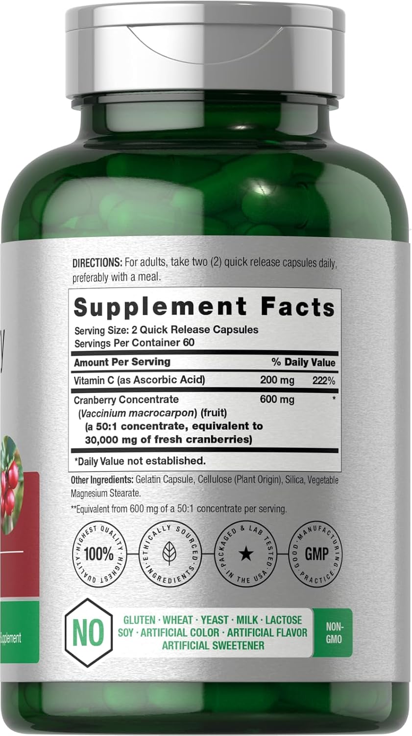 Horbach Cranberry Concentrate Extract Pills + Vitamin C | 120 Capsules - Image 2