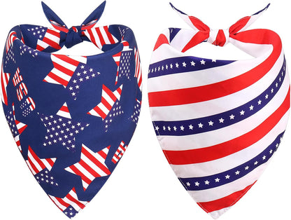 SZEE 4th of July Dog Bandanas 2 Pack front view on a large dog.