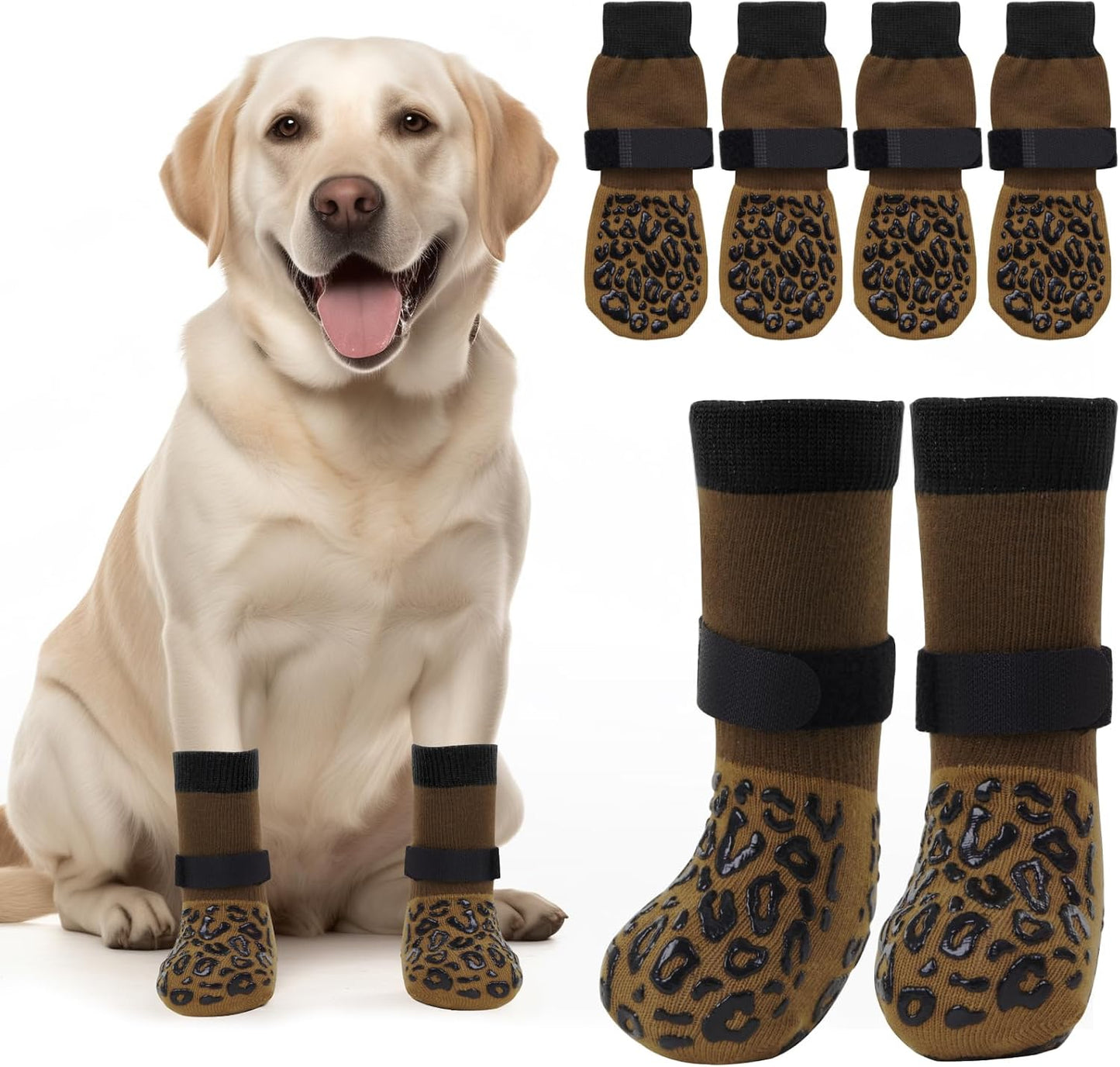 PICK FOR LIFE Non Slip Dog Socks with Grippers Prevent from Licking Paws,Anti-Slip Dogs Grip Socks for Senior Dogs on Hardwood Floor(Grey,2Pairs,L) - Image 10