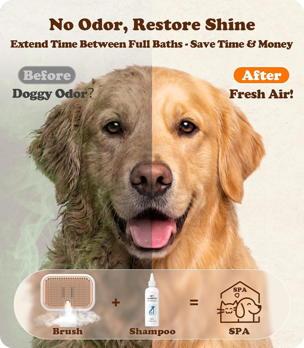 Demonstration of the one touch self cleaning button removing trapped pet fur effortlessly.