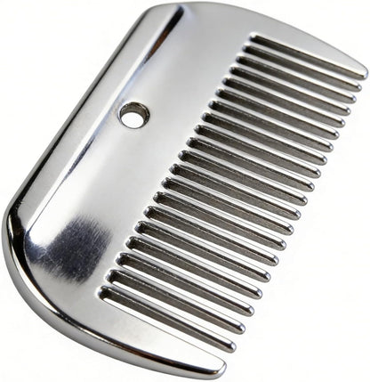 Top view of two silver aluminum alloy horse grooming combs
