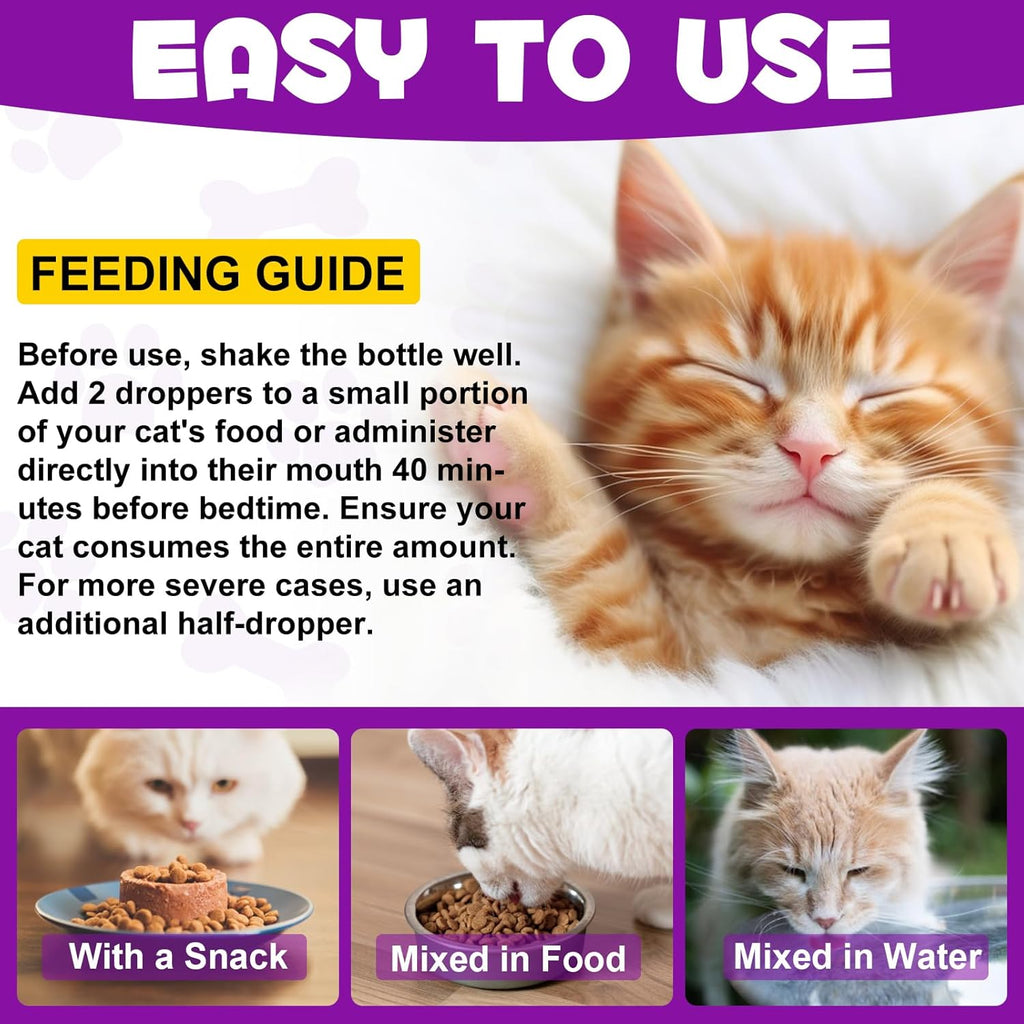 Cat sedative for grooming and travel stress relief product label view