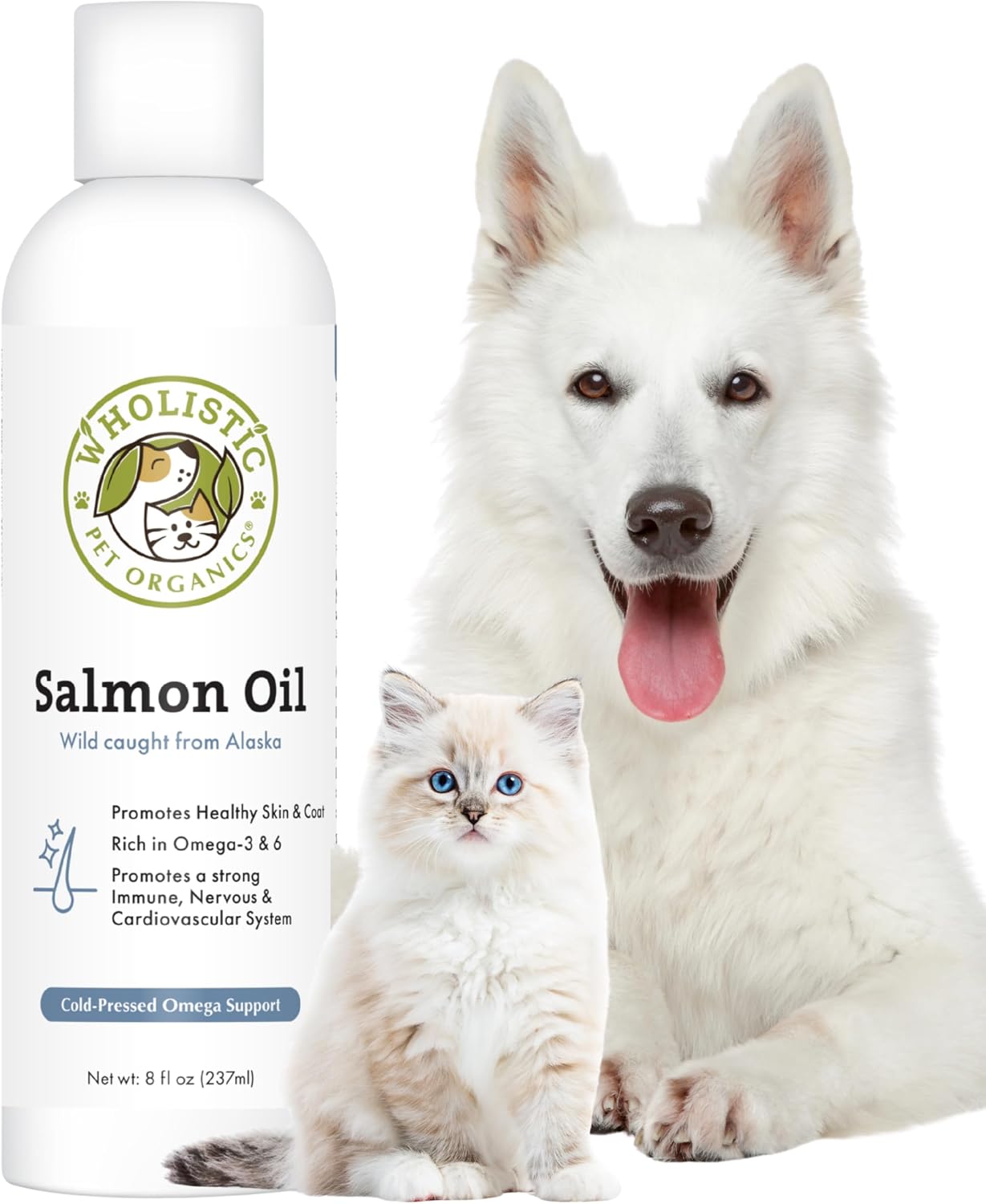 Wholistic Pet Organics Wild Alaskan Salmon Oil for Dogs and Cats - Omega 3 Fish Oil for Dogs & Cats - Cat & Dog Skin and Coat Supplement for Heart, Joints - DHA, EPA Omega 3 Liquid Food Topper - 16 oz - Image 11