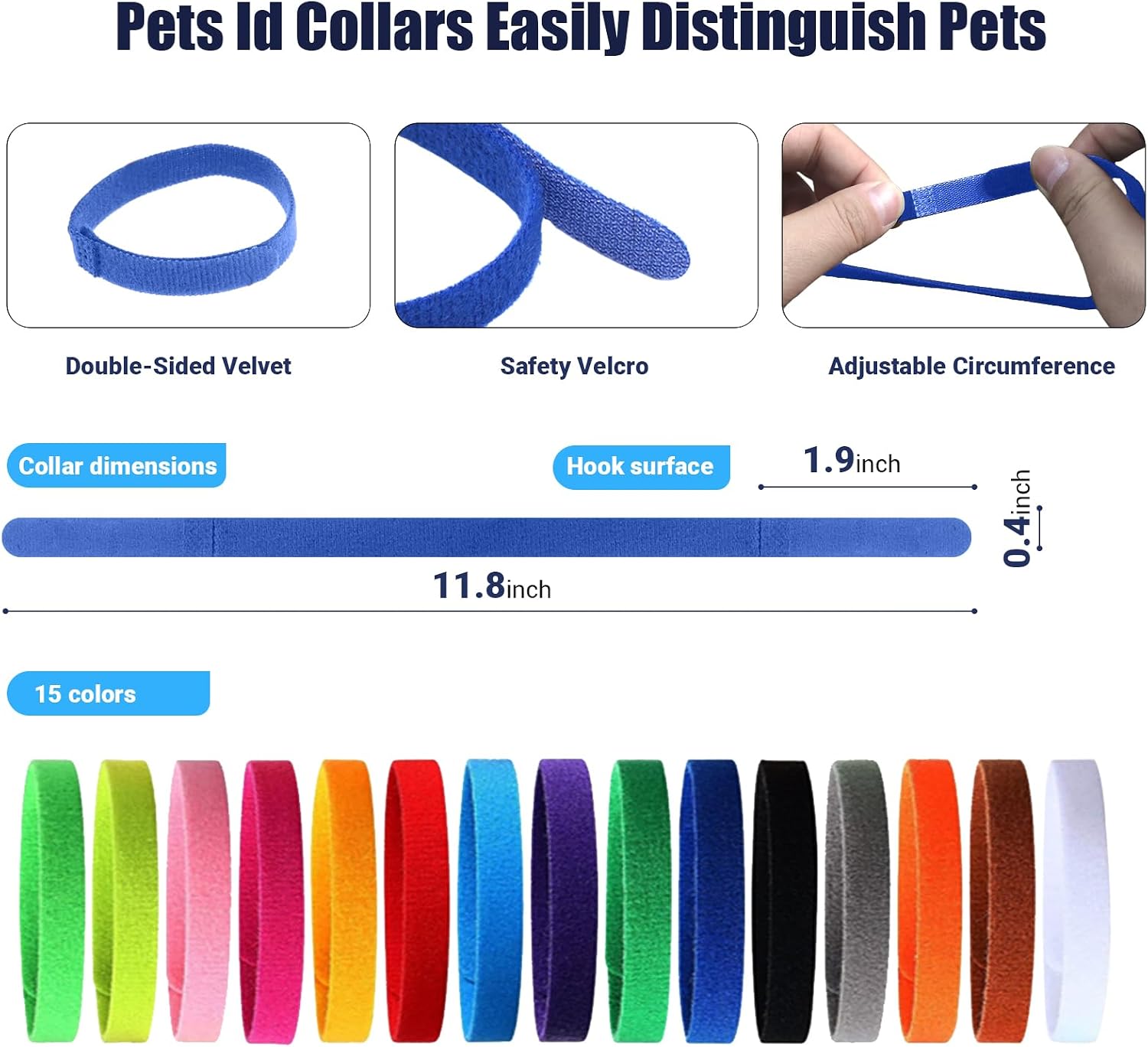 Color-coded nylon pet ID collars and record charts from the REDDOUDOU neonatal care set.