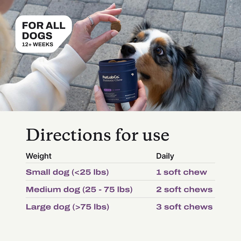 PetLab Co. salmon flavored canine probiotics soft chew texturised details.