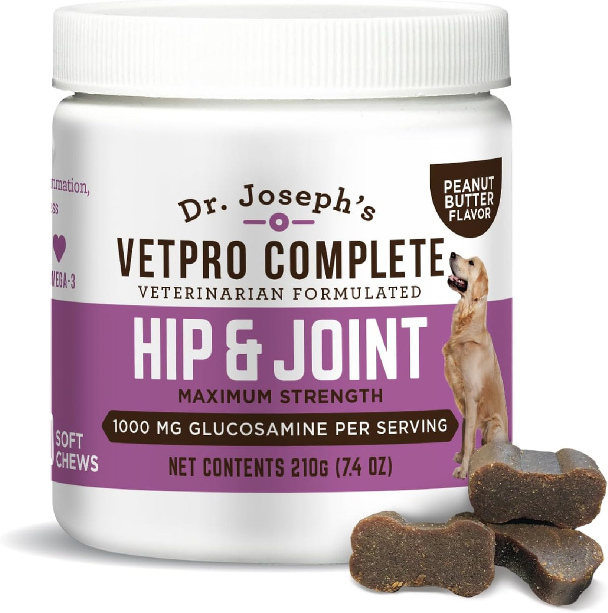 Dr. Joseph's VetPro Complete Dog Hip & Joint Wellness Supplement - High-Strength Glucosamine, MSM, Omega & Chondroitin Chews and Breeds - Vet Formulated Chicken Dog Treat - 120 Count - Image 12