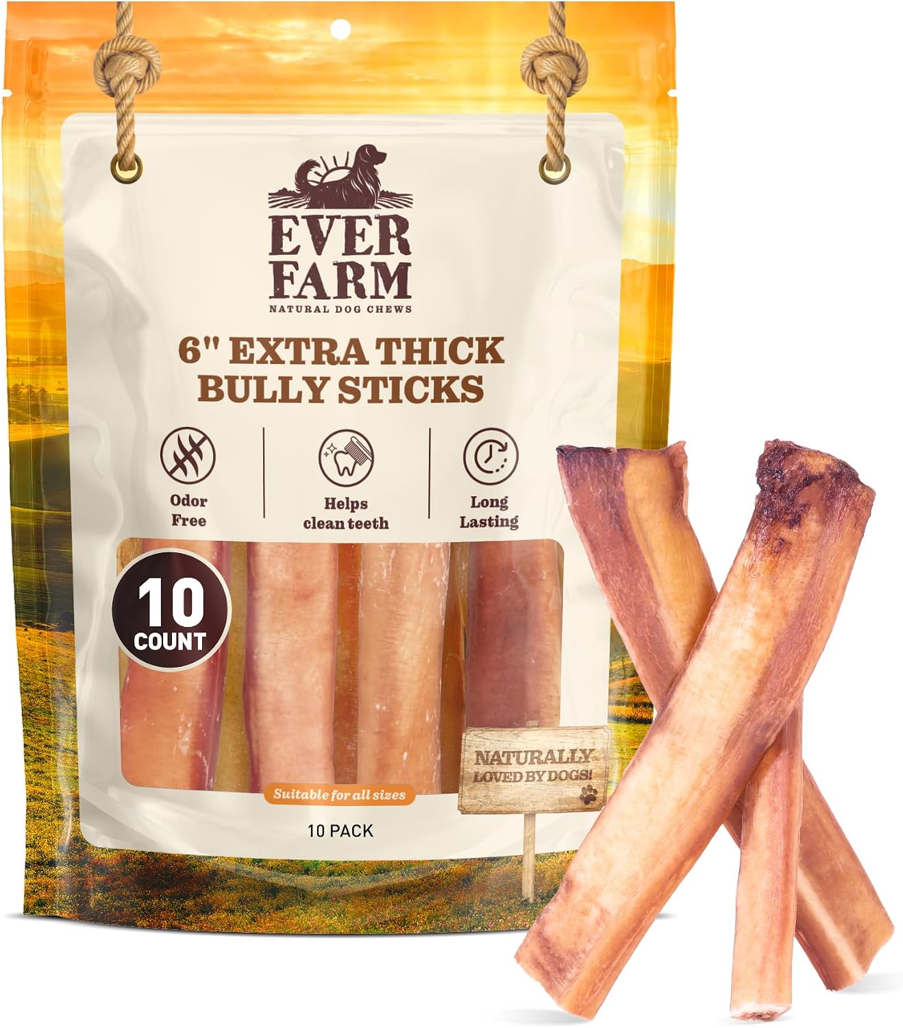 Ever Farm twelve inch standard beef sticks for healthy chewing