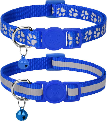 Packaging view of the authentic USA imported Taglory reflective breakaway cat collar two pack in orange colorway.