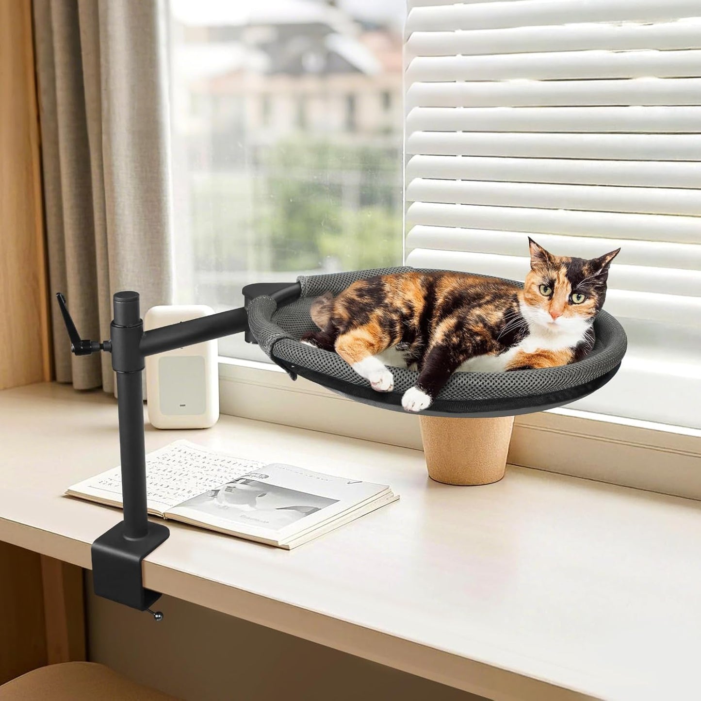 Cat desk bed detached showing the frame and covers