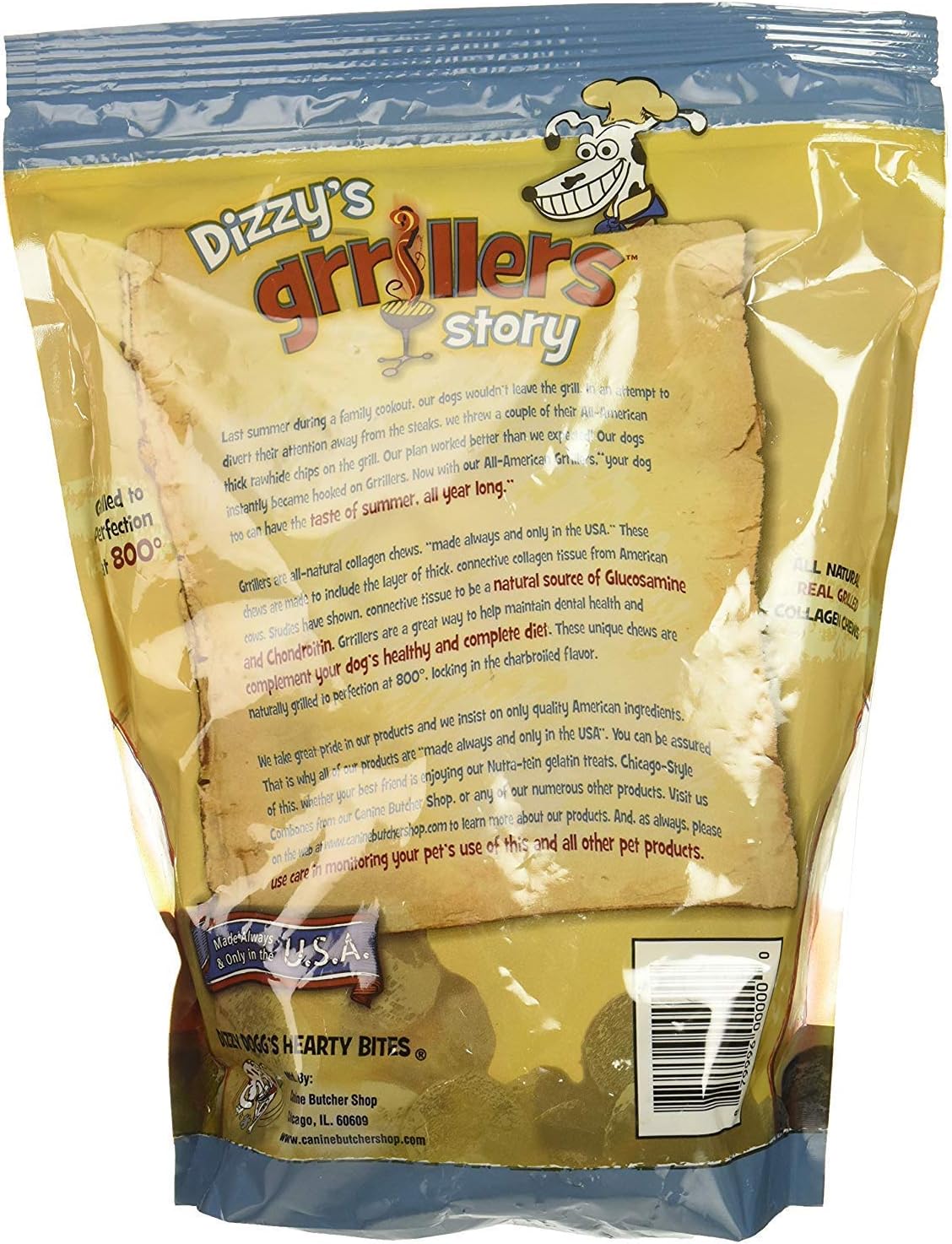 All natural USA sourced beef collagen rawhide chips showing high quality product standard.