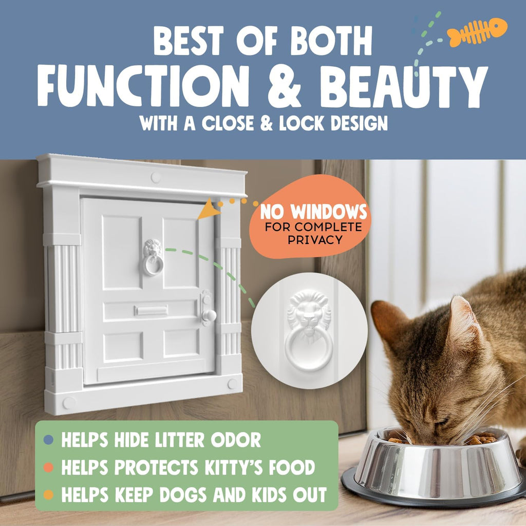 Beacon Hill(R) Interior Cat Door White with Gold accents - Durable Indoor Cat Door for Tall Cats or Dogs, No Flaps, EASY DIY Pet Door, Spacious Large Kitty Door for Cats Up to 25 lbs, by Purrfect Portal - Image 9