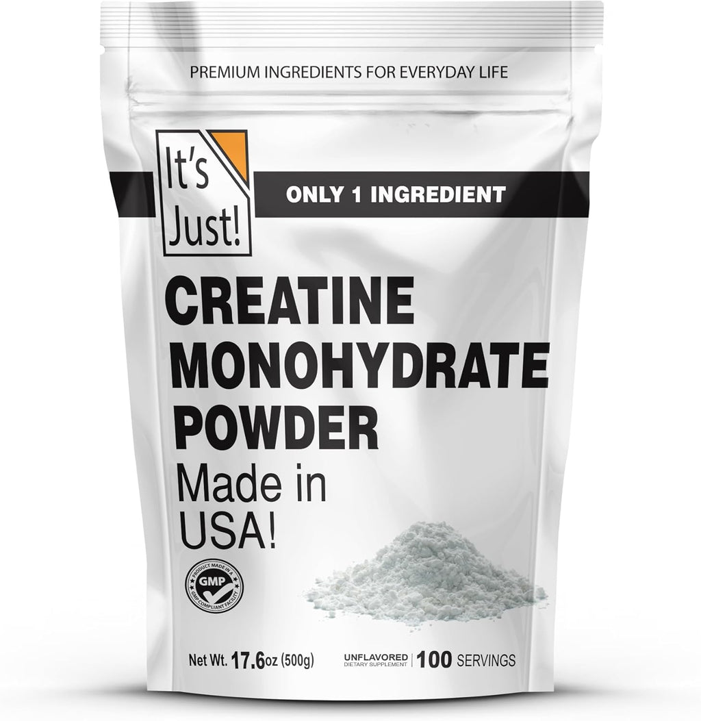 It's Just! Creatine Monohydrate Powder front view supplement container