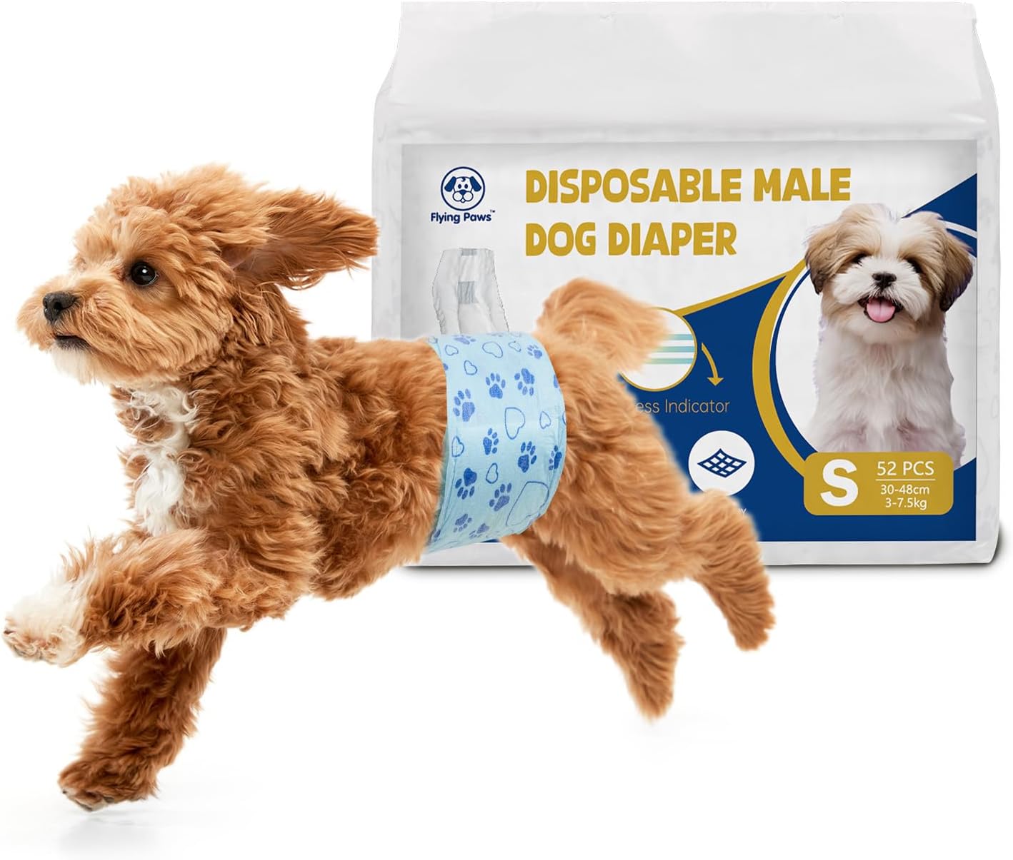 Male Dog Diapers with Wetness Indicator, Disposable Belly Band for Puppy Male Diapers, Doggie Wraps for Puppy Training, Incontinence (XS, 26 Count) - Image 10