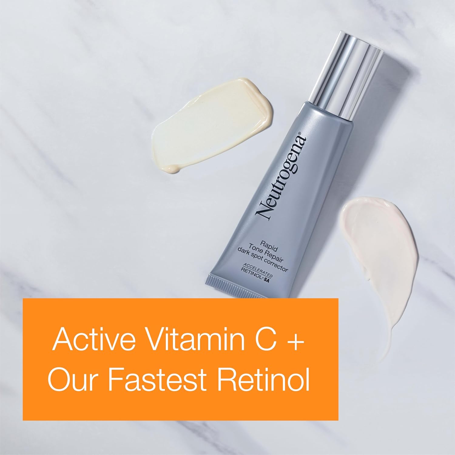 Authentic Neutrogena dark spot corrector showing active ingredients retinol and vitamin C