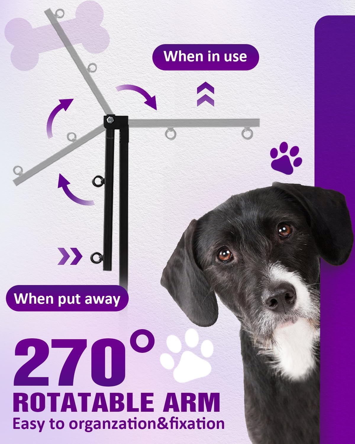 Breeze Touch grooming arm showing height adjustment knobs