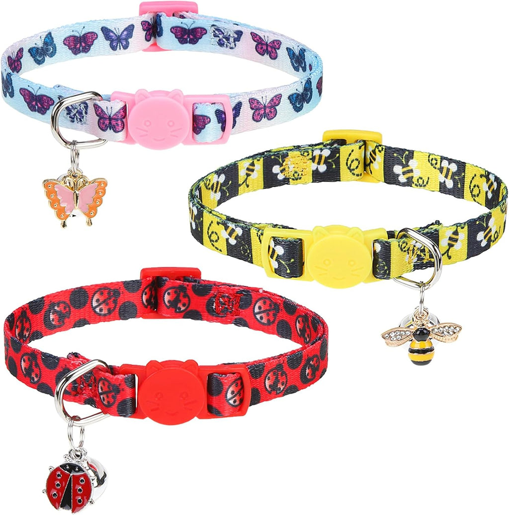 3 Pack Breakaway Cat Collars with Bell- Daisy Pendant Spring Cat Collar for Girl Boy Cats with Safety Buckle- Cute Kitten Collar Adjustable 8"-12" for Kitty Puppy Small Pets - Image 9