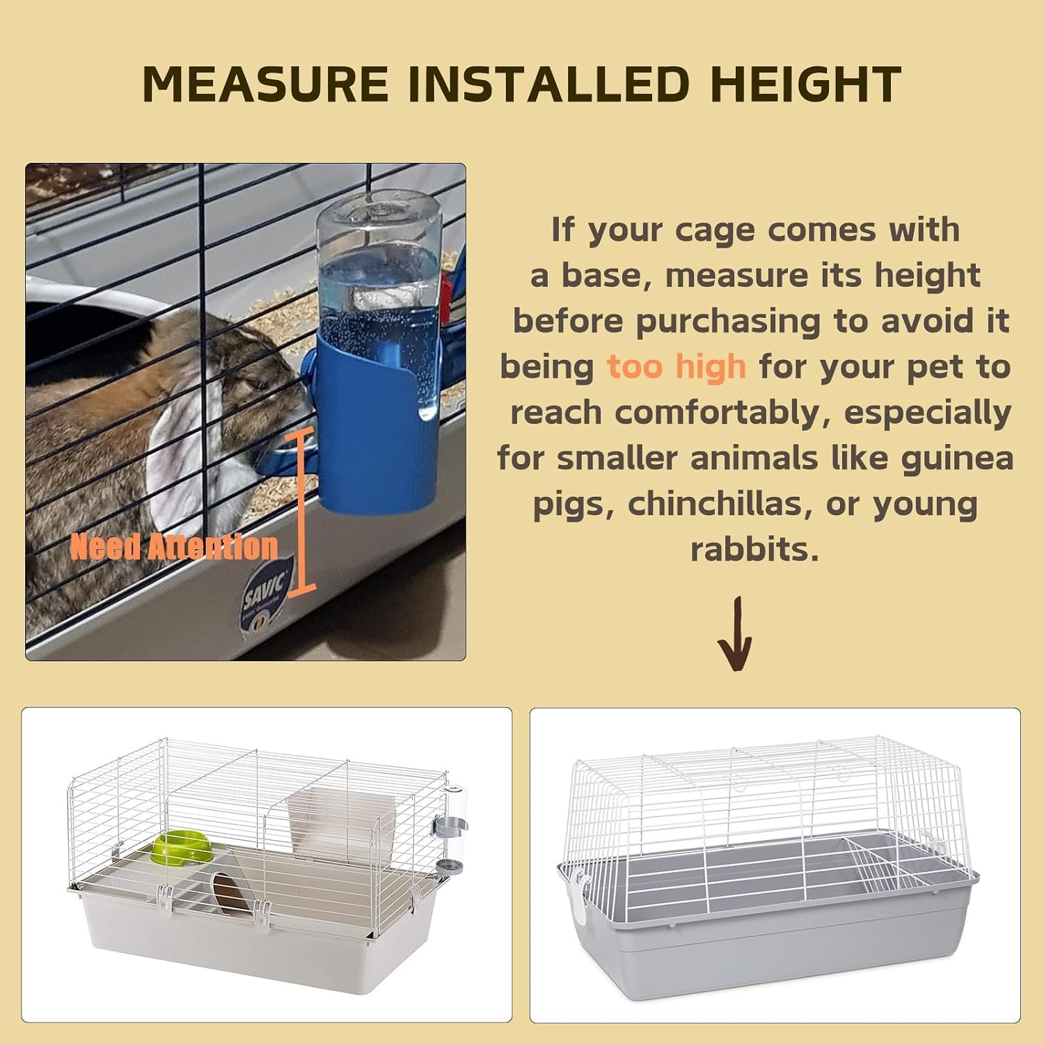 Rabbit Water Bottle, 600ml/21oz Hanging Water Dispenser Feeder Cage Crate Hutch Bunny Puppy Cat Chinchilla Ferret Guinea Pigs Squirrel Hedgehog (Green) - Image 5