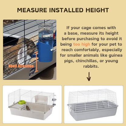 Rabbit Water Bottle, 600ml/21oz Hanging Water Dispenser Feeder Cage Crate Hutch Bunny Puppy Cat Chinchilla Ferret Guinea Pigs Squirrel Hedgehog (Green) - Image 5