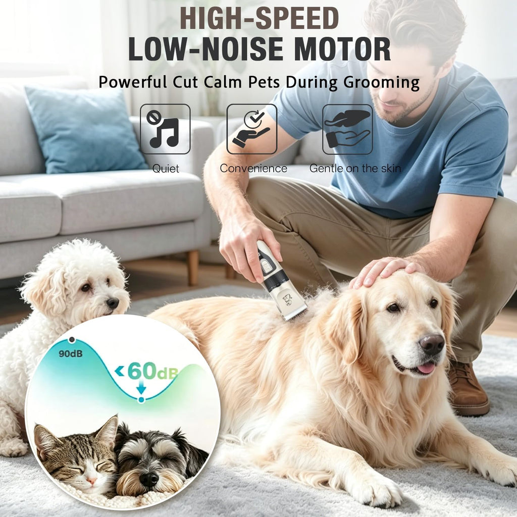 USB rechargeable cordless pet clippers with packaging accessories