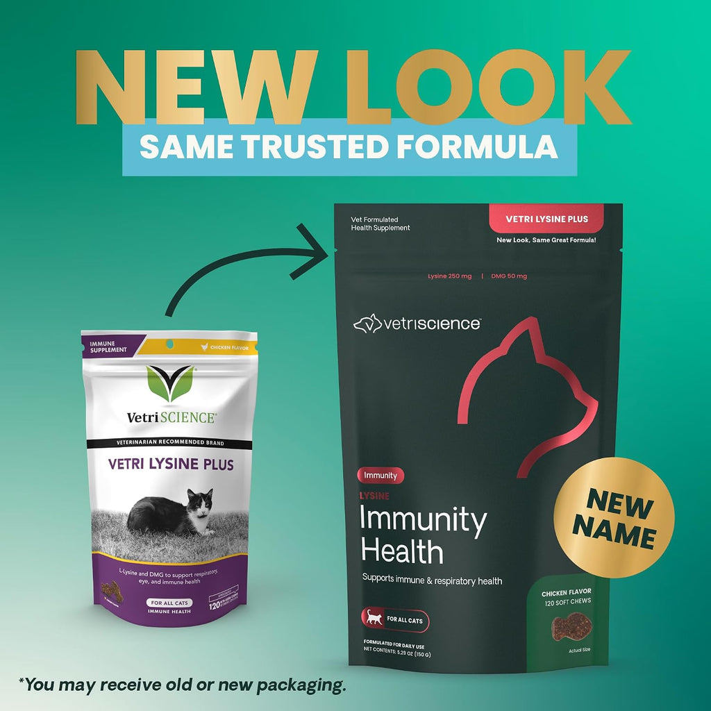 VetriScience cat immune supplement bag back label highlighting active ingredients