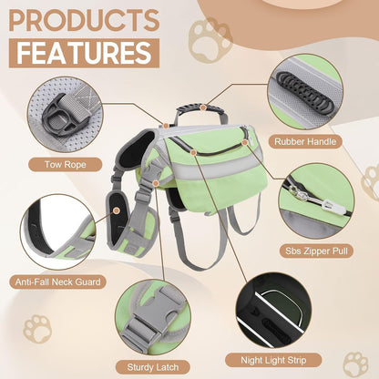 Close up of the reinforced top control handle and metal leash attachment buckle