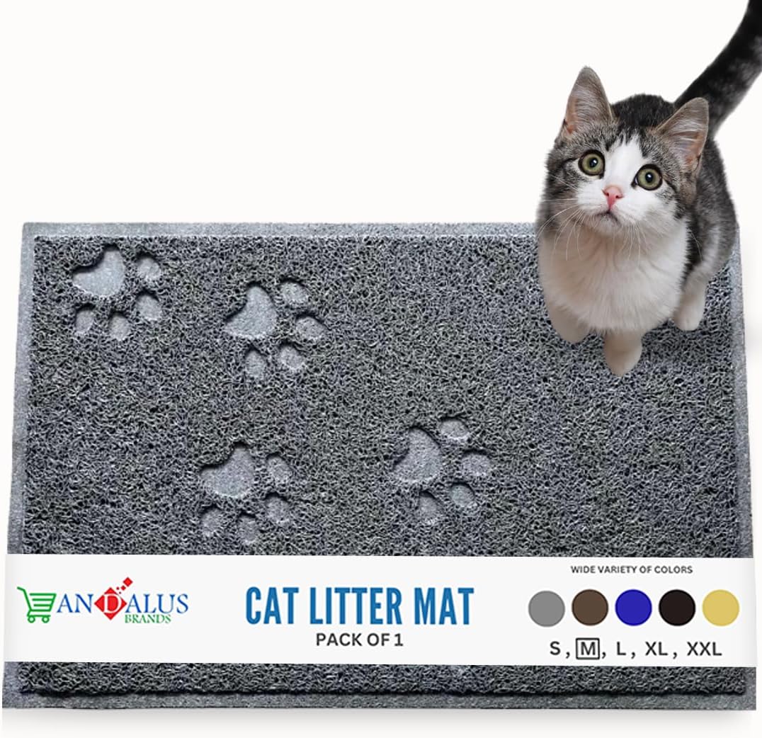 Andalus Small Cat Litter Mat, Pack of 1 - Waterproof, Non-Slip & Easy to Clean Cat Litter Box Mat for Extra Efficient Pet Litter-Trapping, Grey (15.75" X 11.75") - Image 15