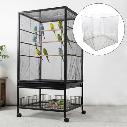 Packaging layout of the Trinkrittey large bird cage cover showing its compact foldable design