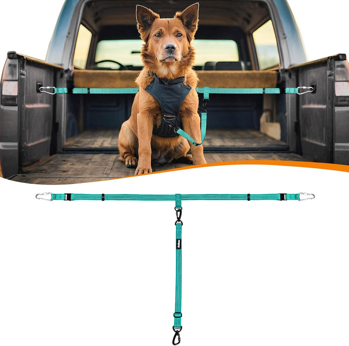 PetBonus Truck Bed Dog Leash, Dog Truck Tether Tie Down, Adjustable Safety Out Leash, Comfortable Pick-Up Bed Restraint Lead, Ratchet Tightening Pet Car Harness Belt, Single Lead (Black) - Image 12