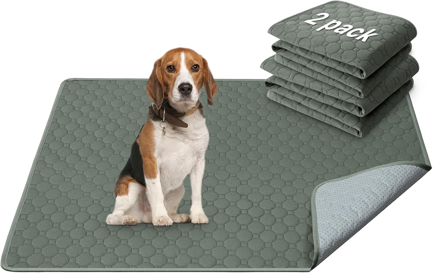 H.VERSAILTEX Premium Washable Pee Pads for Dogs 2 Pack Super Absorbent 100% Waterproof Reusable Non-Slip Quilted Puppy Training Pads for Crate Playpen Whelping & Potty Training(18"x24", Grey) - Image 15