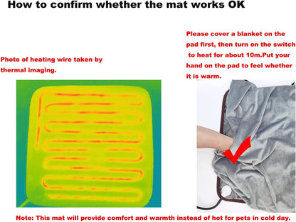 Safe low voltage thermal pet bed mat for arthritic senior cats