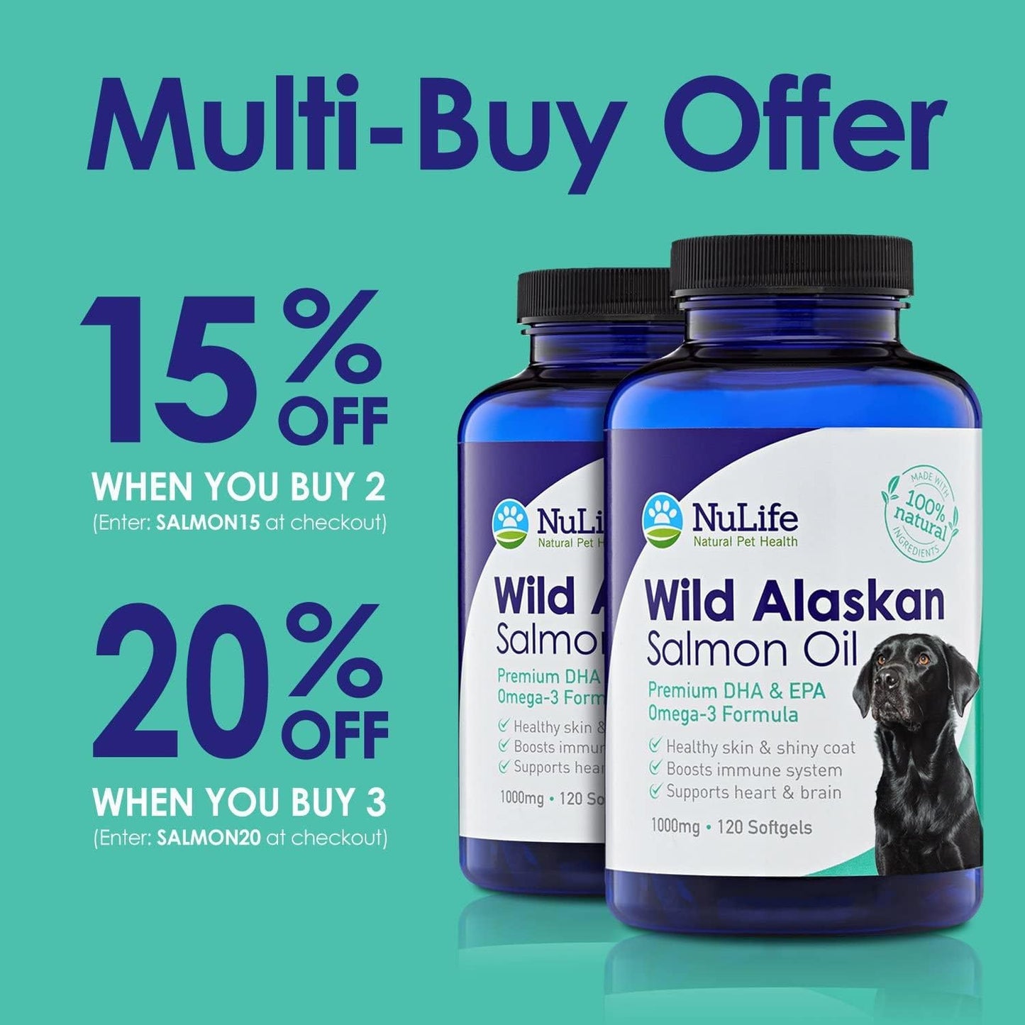 NuLife Natural Pet Health pure salmon oil capsules for dog joint health
