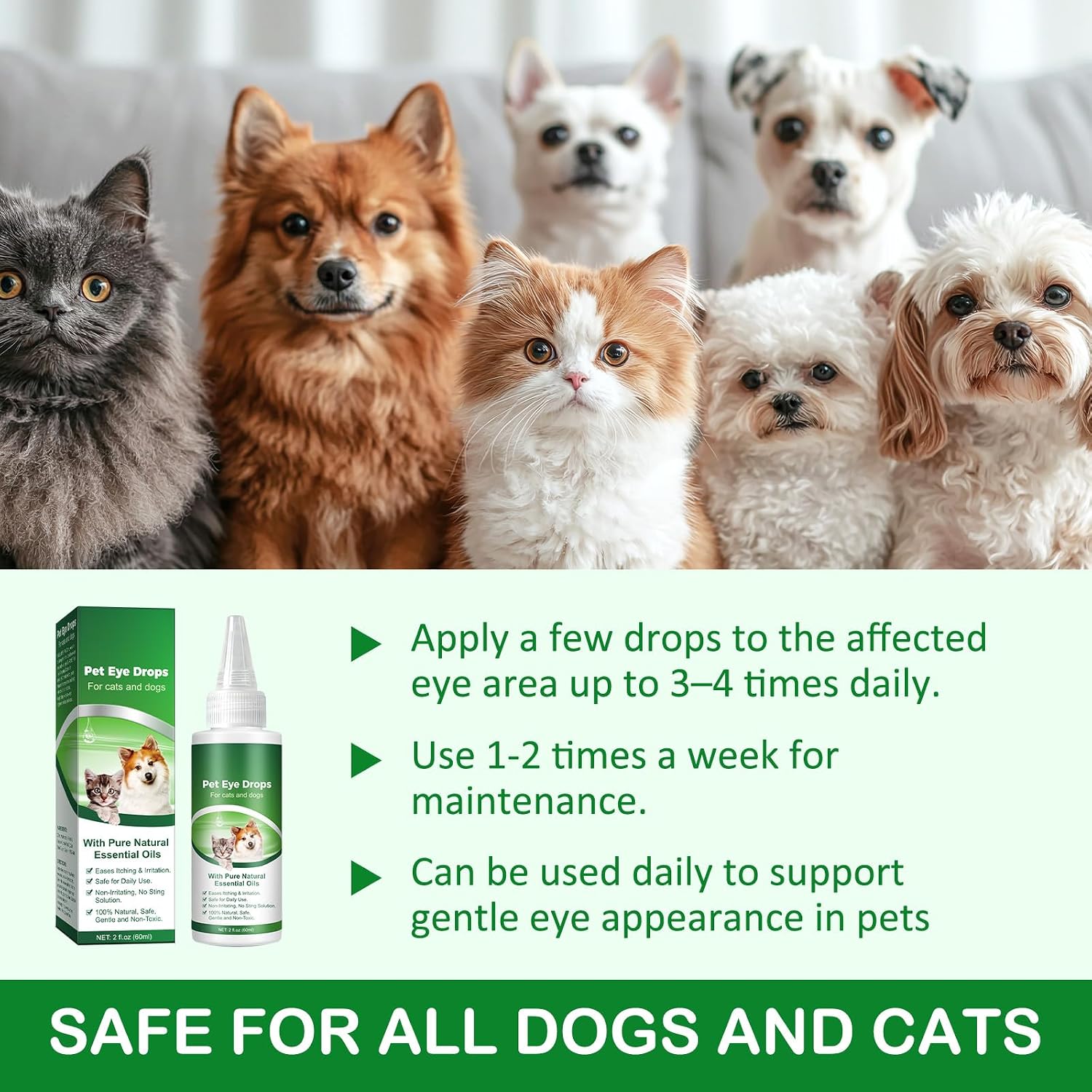 VOSIFSDIY Eye Drops for Dogs, Cats and Dogs Eye Drops, Dog Eye Infection Treatment Relieve Eyes Itching & Irritation, Pink Eye & Allergies Symptoms Safe & Gentle Formula - Image 9