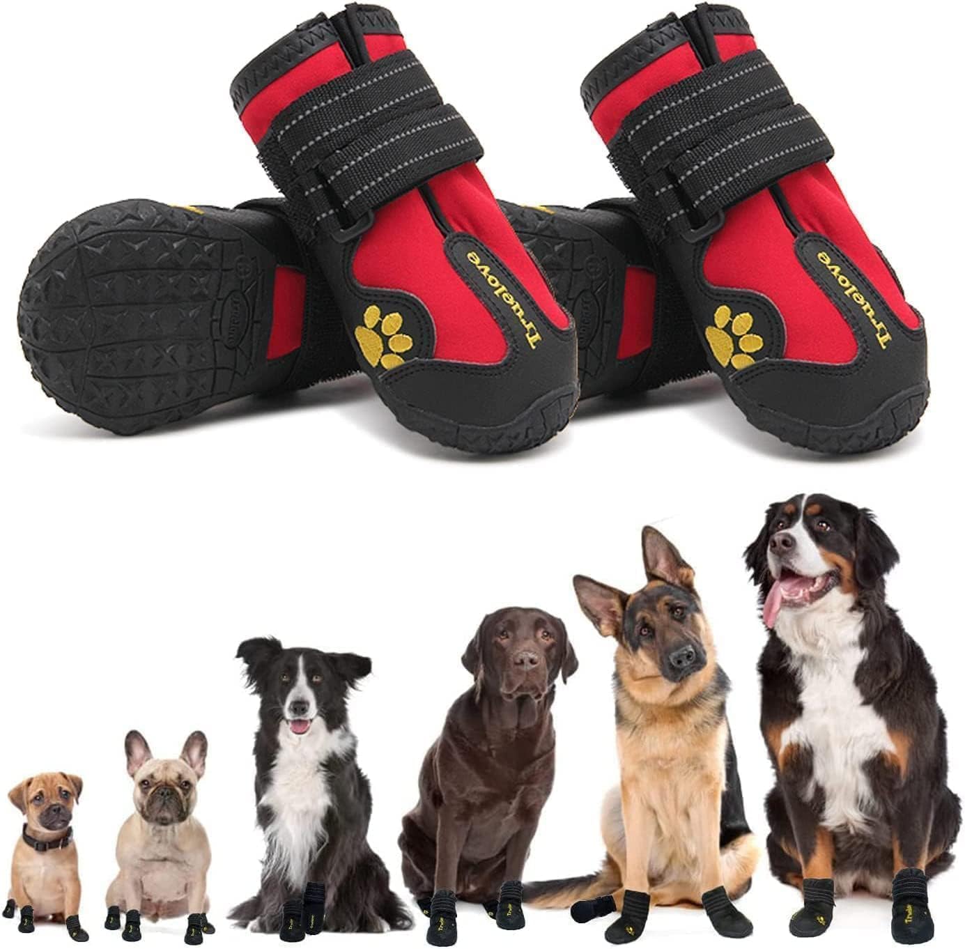 EXPAWLORER 4PCS Anti-Slip Dog Shoes - Waterproof Dog Booties & Paw Protectors with Reflective Straps for Outdoor Cold/Hot Pavement, Indoor Hardwood Floors, Winter Boots for Small Medium Large Dogs - Image 10