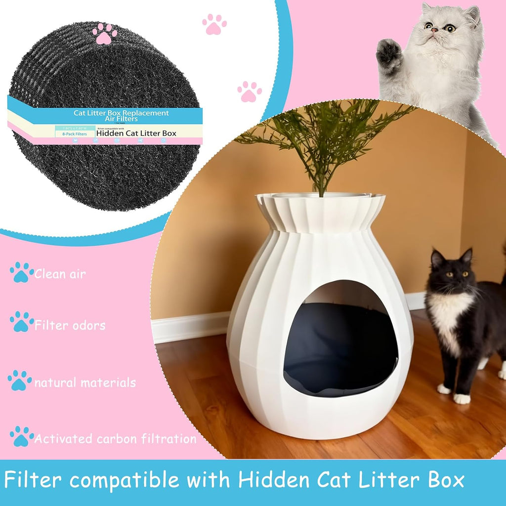 Losuin eight pack replacement cat litter box filters displaying square dimensions