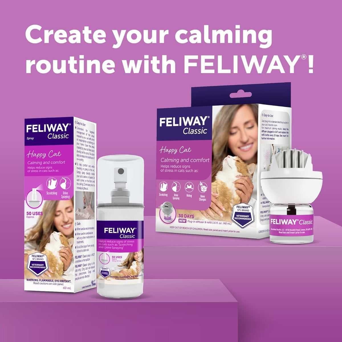 Lifestyle image of cat experiencing stress relief with FELIWAY spray
