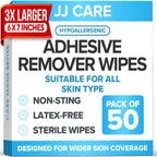 JJ CARE Adhesive Remover Wipes 50 count box front view medical tape remover