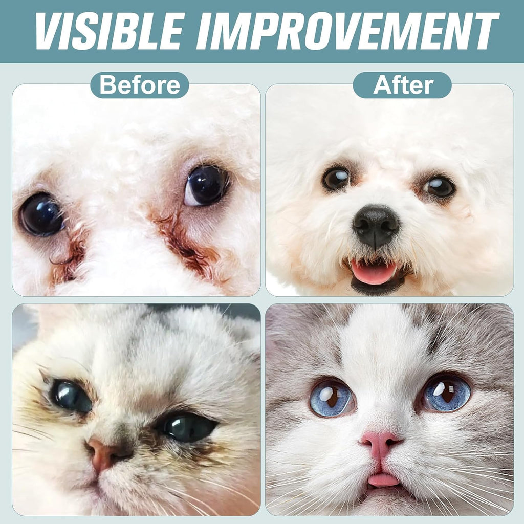 PetSilver gentle eye drops cleaning discharge from a puppy's irritated eyes