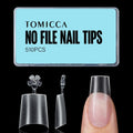 Tomicca short coffin nail tips front view showing 510 pieces box packaging