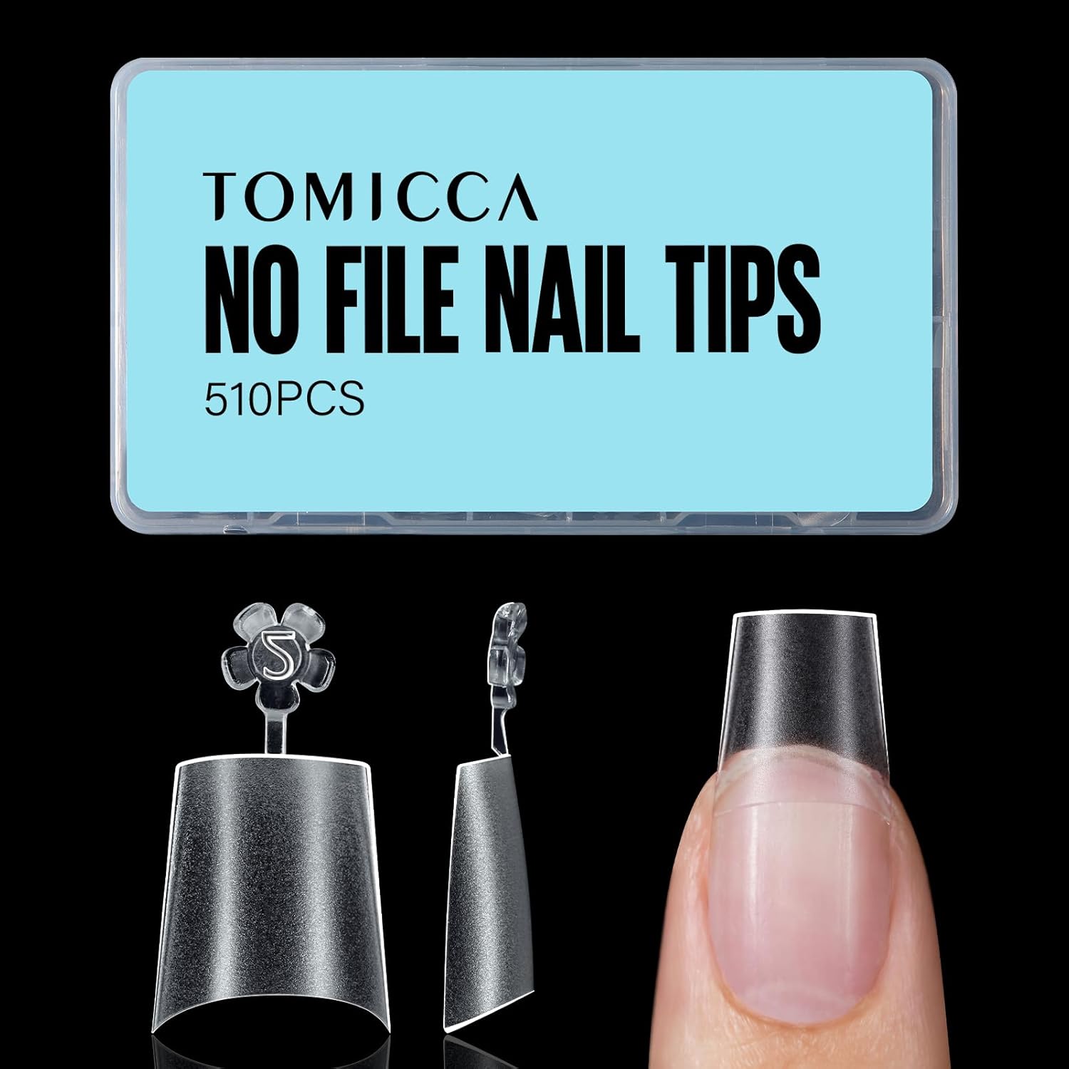 TOMICCA short coffin nail tips 510pcs set for professional gel nail extensions artificial nail
