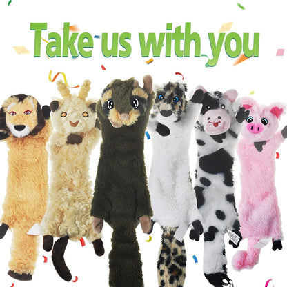 SHARLOVY machine washable plush pet toys pack close up of the squirrel toy fabric texture