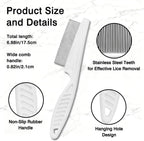 Three pieces of 55 TRENDS stainless steel fine-toothed combs laid out neatly.