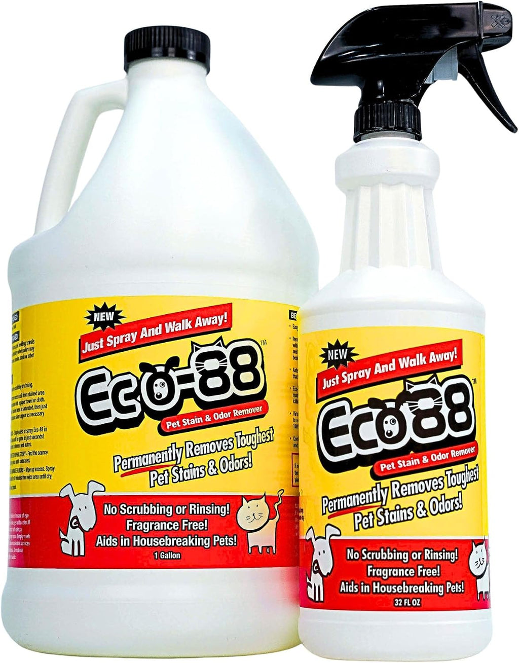 Eco-88 pet odor eliminator spray bottle angled profile view